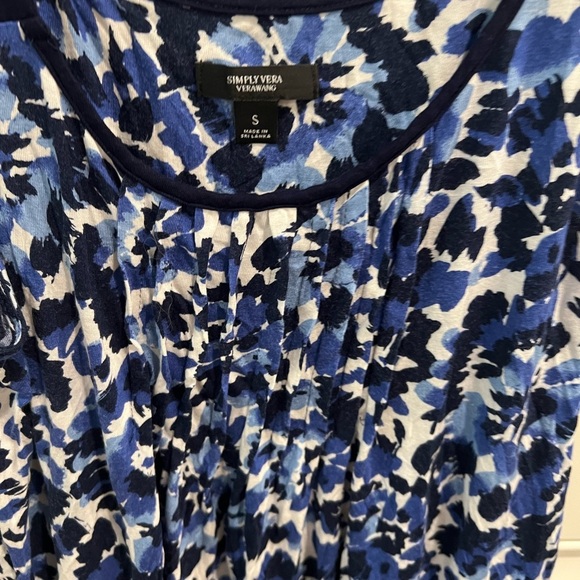 Simply Vera Vera Wang Blue and White Patterned Mini Dress - Picture 4 of 9